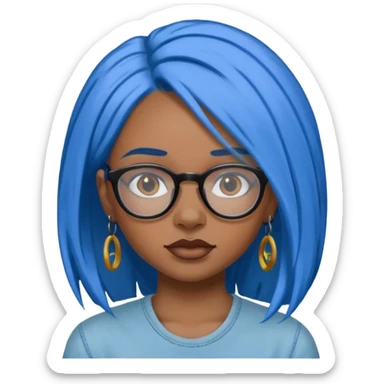 Tattooed & Blue Haired with glasse long hair black girl sticker