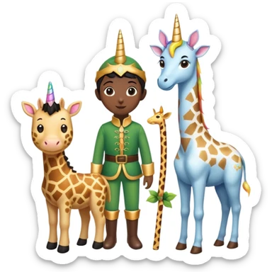 Black Labrador with uni corn elf on a shelf giraffe and a elf sticker