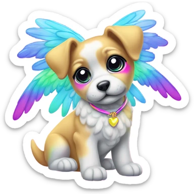 Lisa frank rainbow puppy with angel wings sticker