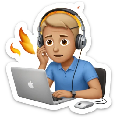 The man behind the laptop has deadlines burning sticker