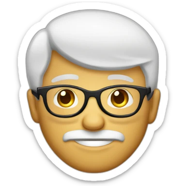 Viel homme mi-chauve cheveux courts blancs, avec lunettes rondes sticker