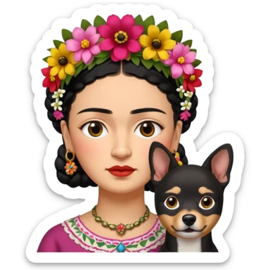 Frida Kahlo with dog sticker