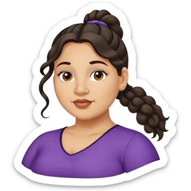  plus size light skin latino women with wavy dark hair in pony tail flat wide nose  sticker