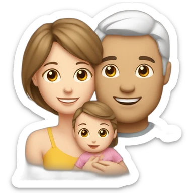 White couple with baby girl sticker