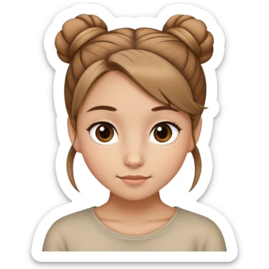 Light brown hair, light brown eyed female cutie that always wears her hair in a singular bun sticker