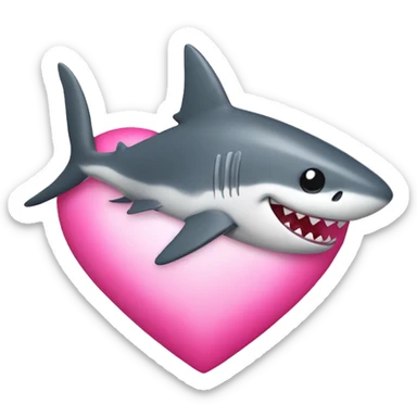 pink love heart with sharks sticker