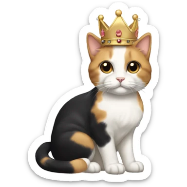 calico cream cat with black calico cat facing the side with crown sticker