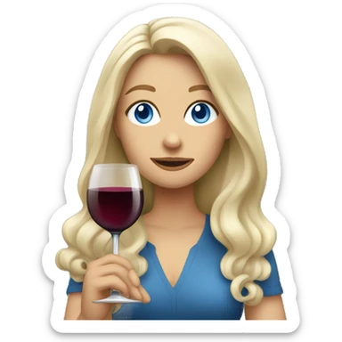 White women with long hair and blue eyes drinking wine sticker
