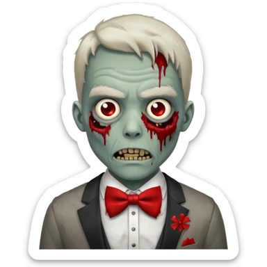 zombie with red bow tie sticker
