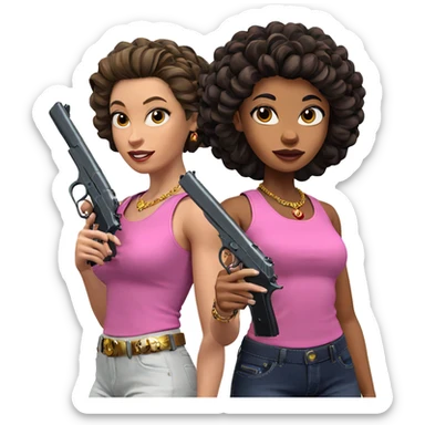 girls with guns and jewelry sticker