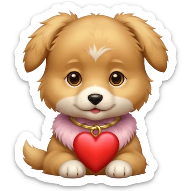 valentine's day themed puppy sticker