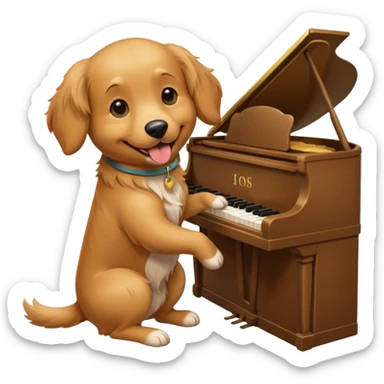 Un chien qui joue du piano sticker