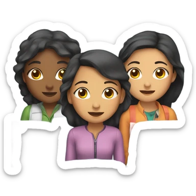 Two brown girls and one asian girl on a plane together sticker