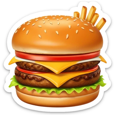 Fries and burger together sticker