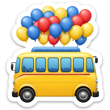 make me a high definition emoji of a bus suspended by ballons sticker