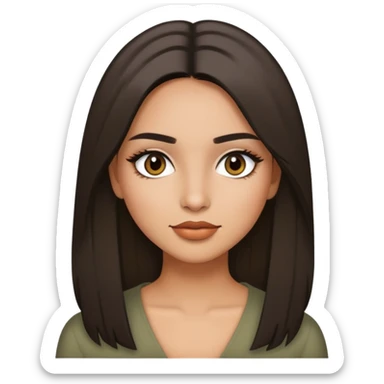 A girl with lightly olive-toned skin, Latina-style makeup, and straight medium-length hair. sticker