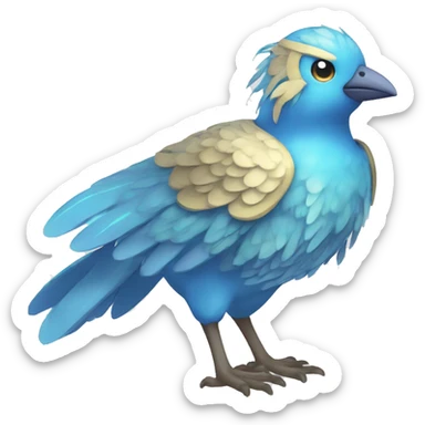 Wet Cool Cute Fantasy legendary blue bird water-type-Hydro-Phoenix-avian Fakemon full body sticker
