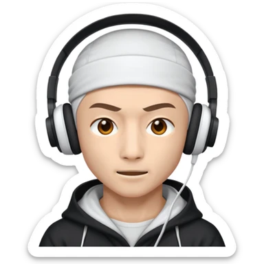 ninja with white headphone sticker