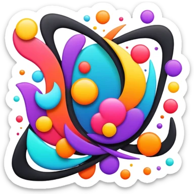 framed digital tablet artwork with abstract vector shapes inside sticker