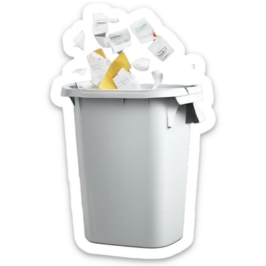 the paper is thrown into the waste bin sticker