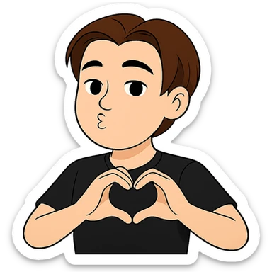 Change the person's expression so that they are not smiling but have their lips puckered as if to give a kiss. The background should be transparent. sticker