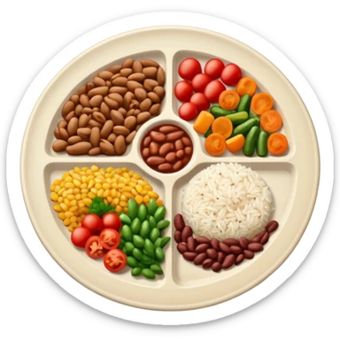 prato de comida dividido com legumes carne arroz e feijão sticker