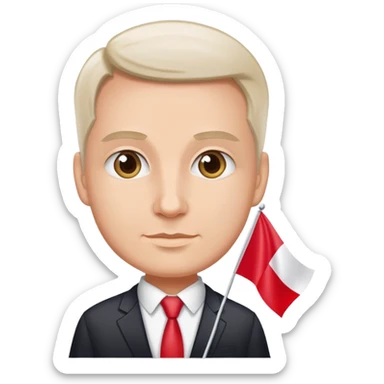 politican holding Polish flag sticker