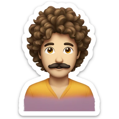 disco boy with shaggy hair and moustache sticker