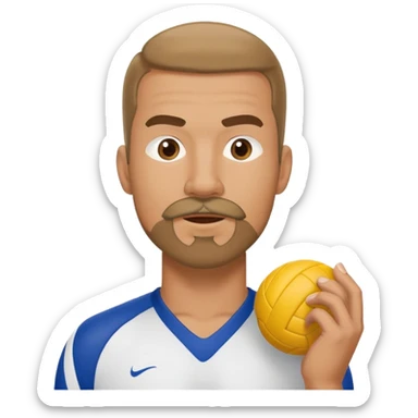 a male volleyball coach with a whistle and gotee sticker