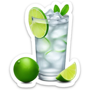Vodka tonic with a lime short glass sticker