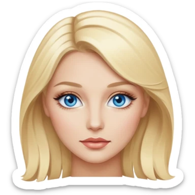 Blonde woman with blue eyes, luxury makeup sticker