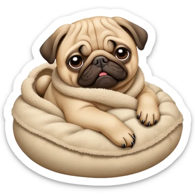 pug falling asleep  sticker