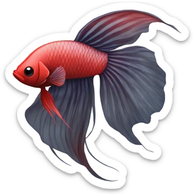 Fully Black with tiny red lines betta fish short fins sticker