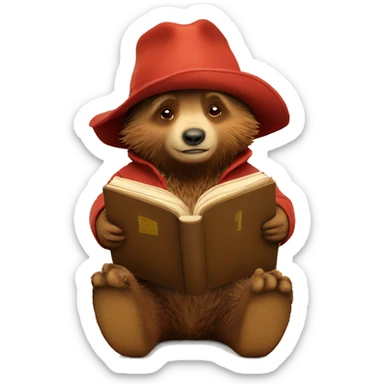 Paddington reading a book sticker