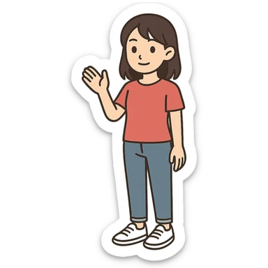 flat toon style young 20-year-old Japanese girl sticker