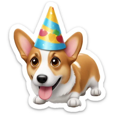 Corgi with a birthday hat sticker