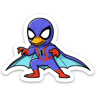 Duck with spiderman suit sticker