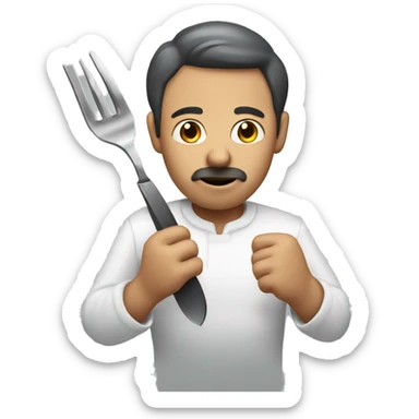 man with knife and fork in hands sticker
