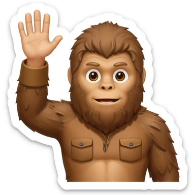 cute bigfoot man, waving sticker
