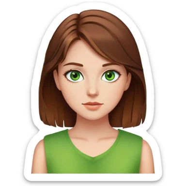 pretty girl with brown hair, green eyes indoors sticker