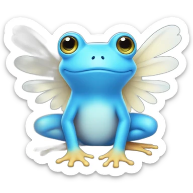 cute round blue frog with white angel wings sticker