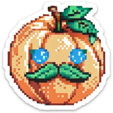 A peach with a mustache, without eyes sticker