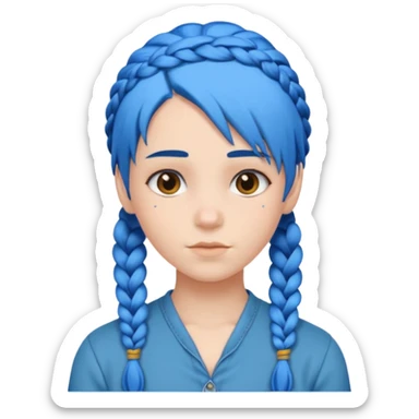 blue hair with braids sticker