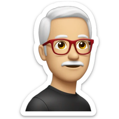 Cara Hombre blanco triste pelo canoso de punta gafas rojas y negras sticker