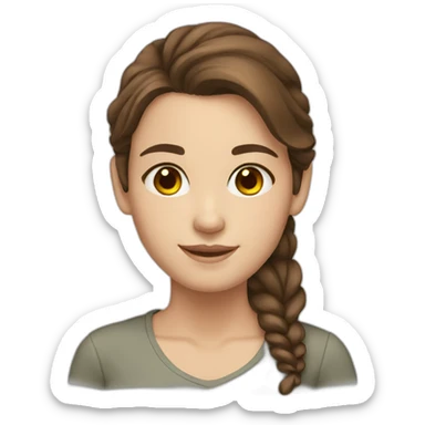 Girl brown hair brown eyes white skin smiling sticker