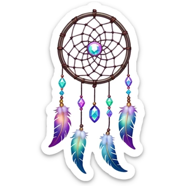 Iridescent nebula Dreamcatcher-suncatcher hanging from a wire  sticker