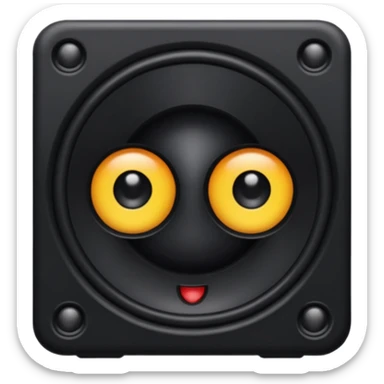 a speaker with eyes Black and buttons sticker