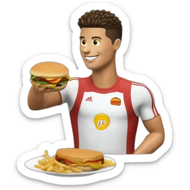 Ronaldo qui mange un burger chez Macdonald sticker