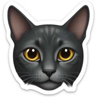 black and dark gray cat sticker