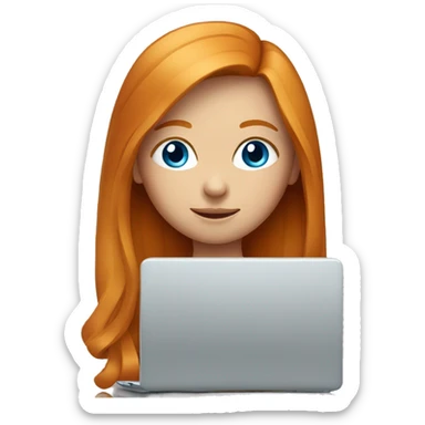 Ginger girl with straight hair and blue eyes on laptop sticker